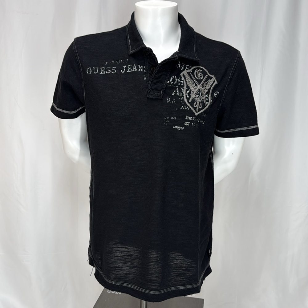 EUC Guess men’s casual short sleeve shirt SZ XL Black